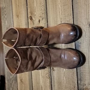 Lucky Brand Tommie Booties Women’s 6.5 M Brown Distressed Leather Ankle Boots